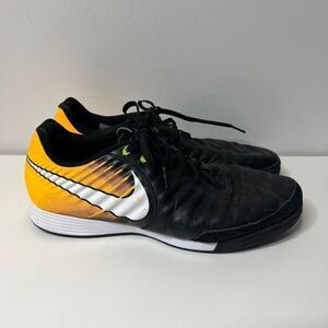 Nike Tiempo X Mens Size 10.5 Black Yellow Athletic Running Soccer Cleats